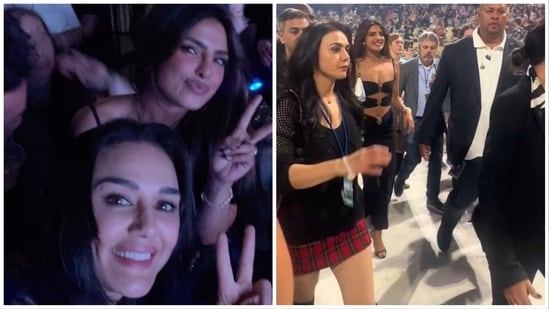 Preity Zinta and Priyanka Chopra at Jonas Brothers concert recently. 